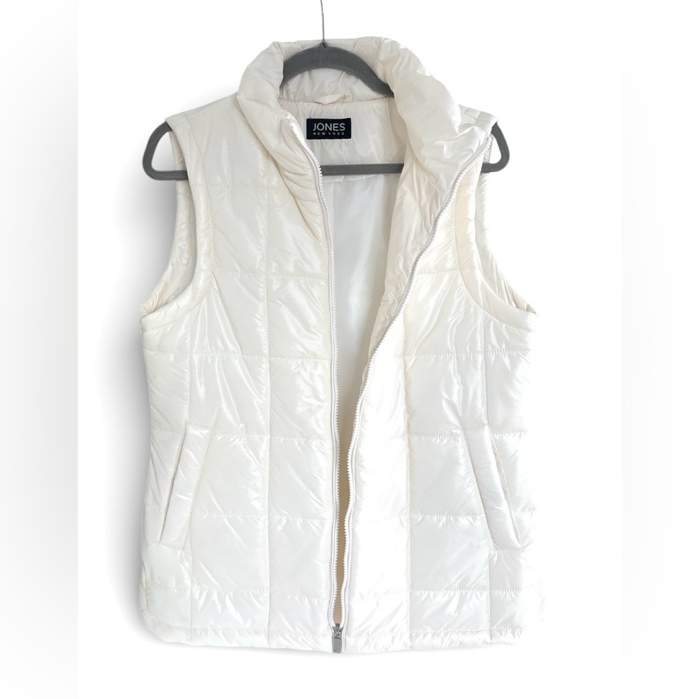 Jones New York Cream Quilted Puffer Vest Size Large